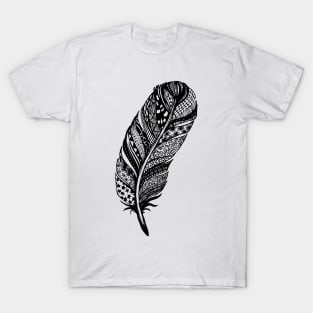 Zentangle Tribal Feather Drawing T-Shirt